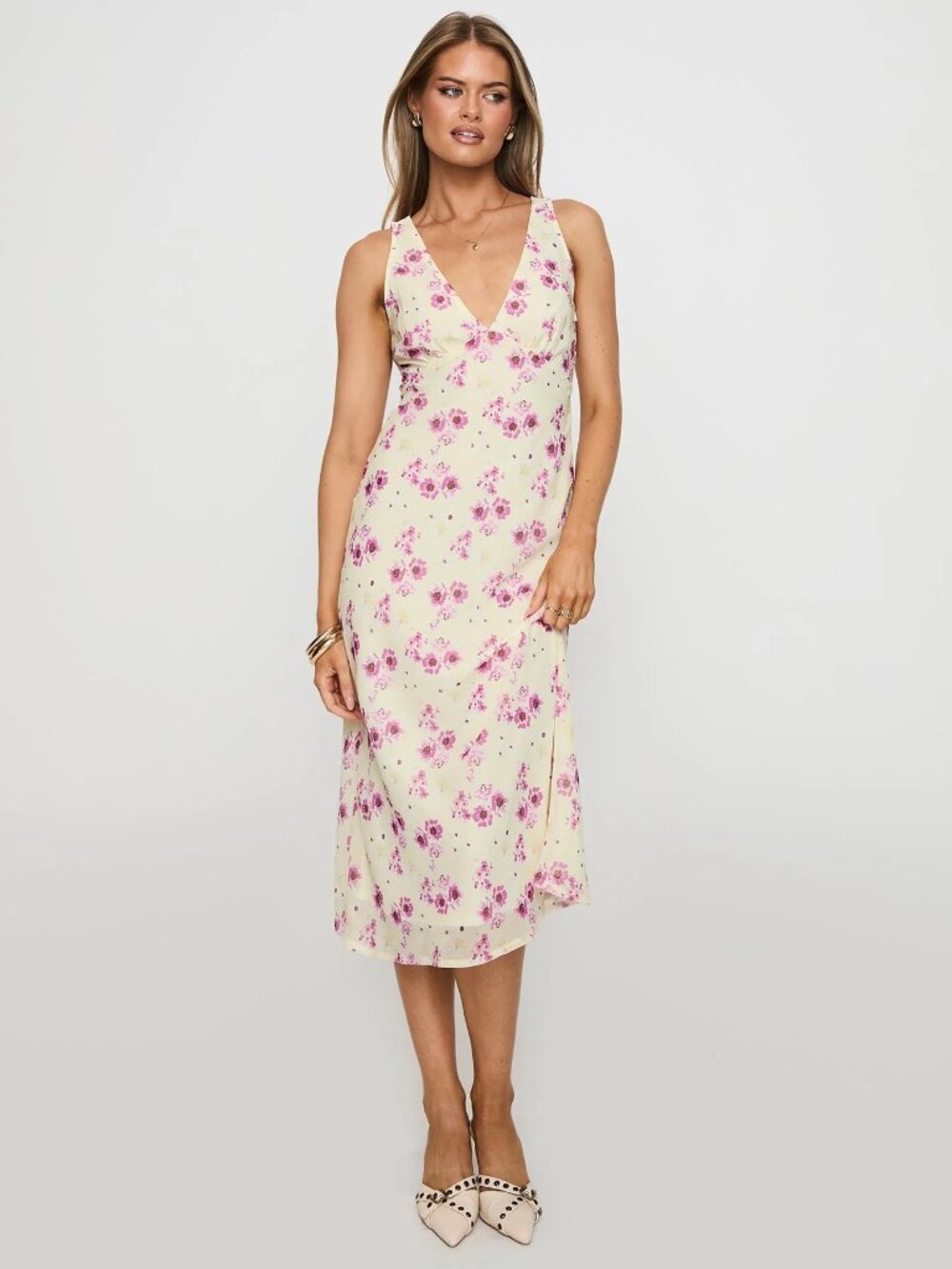 Princess Polly Nellie Pink Yellow Floral Midi Dress